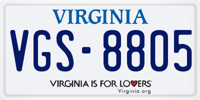 VA license plate VGS8805
