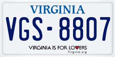VA license plate VGS8807