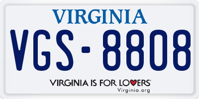 VA license plate VGS8808