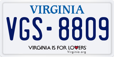 VA license plate VGS8809