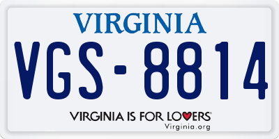 VA license plate VGS8814
