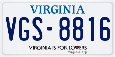 VA license plate VGS8816