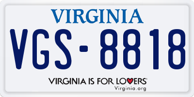 VA license plate VGS8818
