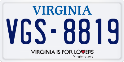 VA license plate VGS8819