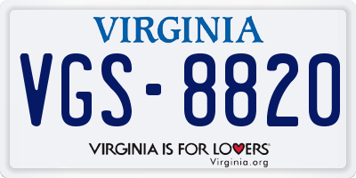 VA license plate VGS8820