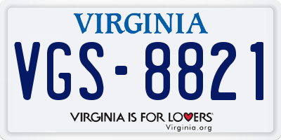 VA license plate VGS8821