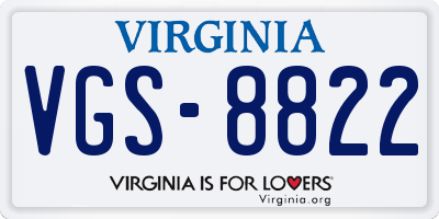 VA license plate VGS8822