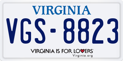 VA license plate VGS8823