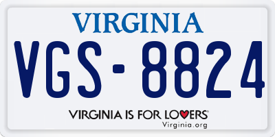 VA license plate VGS8824
