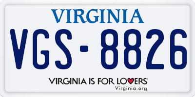 VA license plate VGS8826