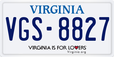 VA license plate VGS8827