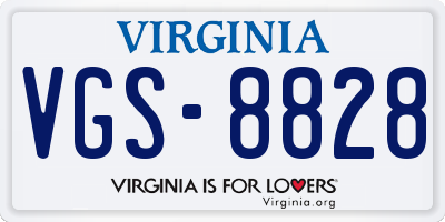 VA license plate VGS8828