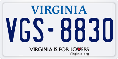 VA license plate VGS8830
