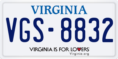 VA license plate VGS8832