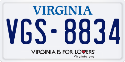 VA license plate VGS8834