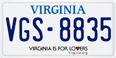 VA license plate VGS8835