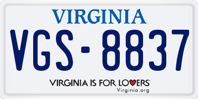 VA license plate VGS8837