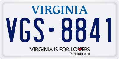 VA license plate VGS8841