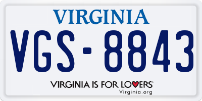 VA license plate VGS8843