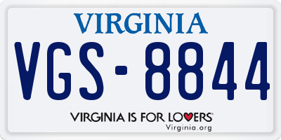 VA license plate VGS8844