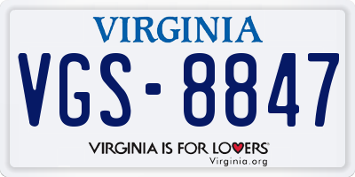 VA license plate VGS8847