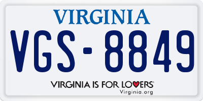 VA license plate VGS8849