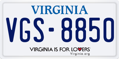 VA license plate VGS8850