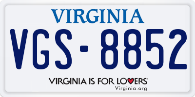 VA license plate VGS8852