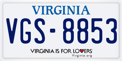 VA license plate VGS8853