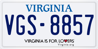 VA license plate VGS8857