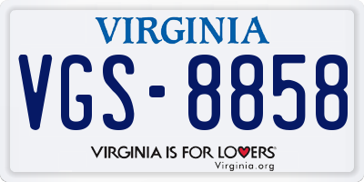 VA license plate VGS8858