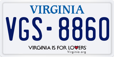 VA license plate VGS8860