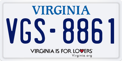 VA license plate VGS8861