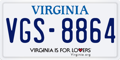 VA license plate VGS8864