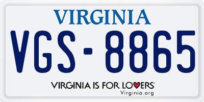VA license plate VGS8865