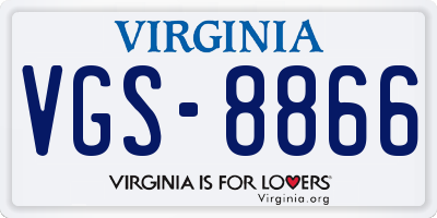 VA license plate VGS8866