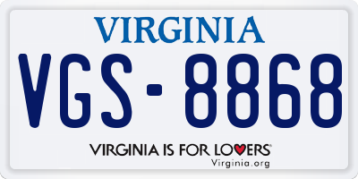 VA license plate VGS8868
