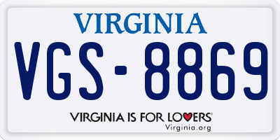 VA license plate VGS8869