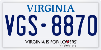 VA license plate VGS8870