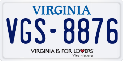 VA license plate VGS8876