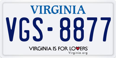 VA license plate VGS8877