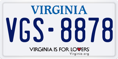 VA license plate VGS8878