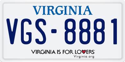 VA license plate VGS8881