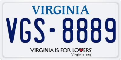 VA license plate VGS8889