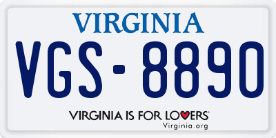 VA license plate VGS8890