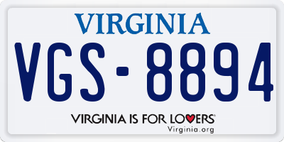 VA license plate VGS8894