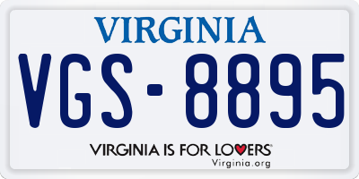 VA license plate VGS8895