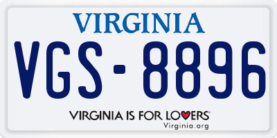 VA license plate VGS8896