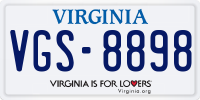 VA license plate VGS8898