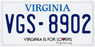 VA license plate VGS8902
